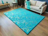 Timmy-S Shaggy Rug Td3396-B6-Teal+Gold Turquoise