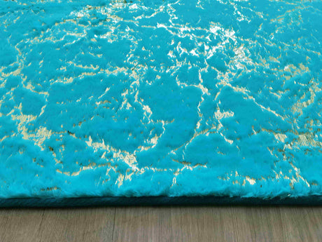 Timmy-S Shaggy Rug Td3396-B6-Teal+Gold