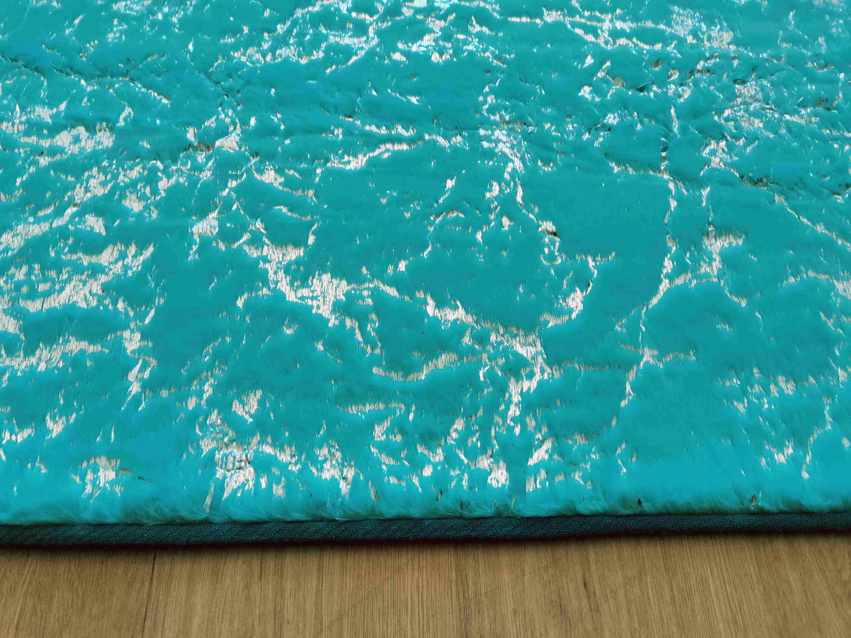 Timmy-S Shaggy Rug Td3396-B7-Teal+Silver