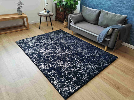 Timmy-S Shaggy Rug Td3396-B9-Navy+Silver Navy
