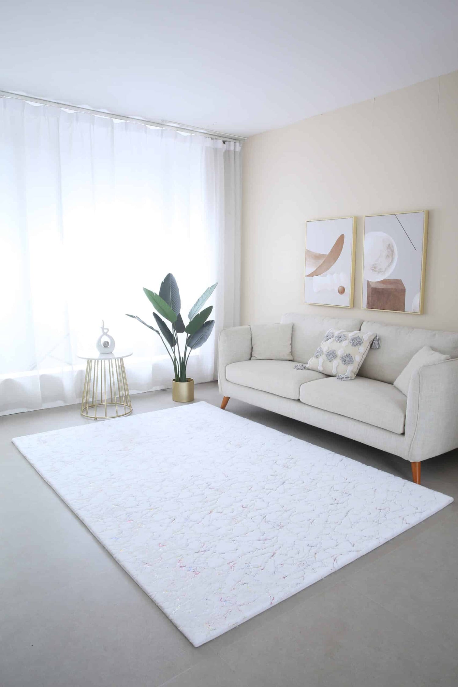 Timmy-S Shaggy Rug White-Gold White