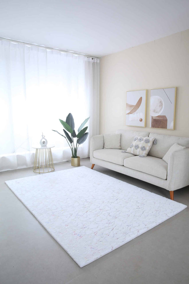 Timmy-S Shaggy Rug White-Gold White