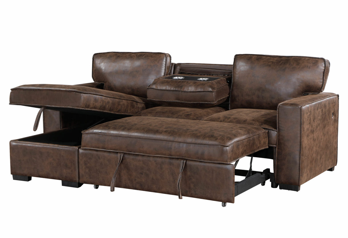 U0203 Coffee Reversible Pull Out Sofa Bed