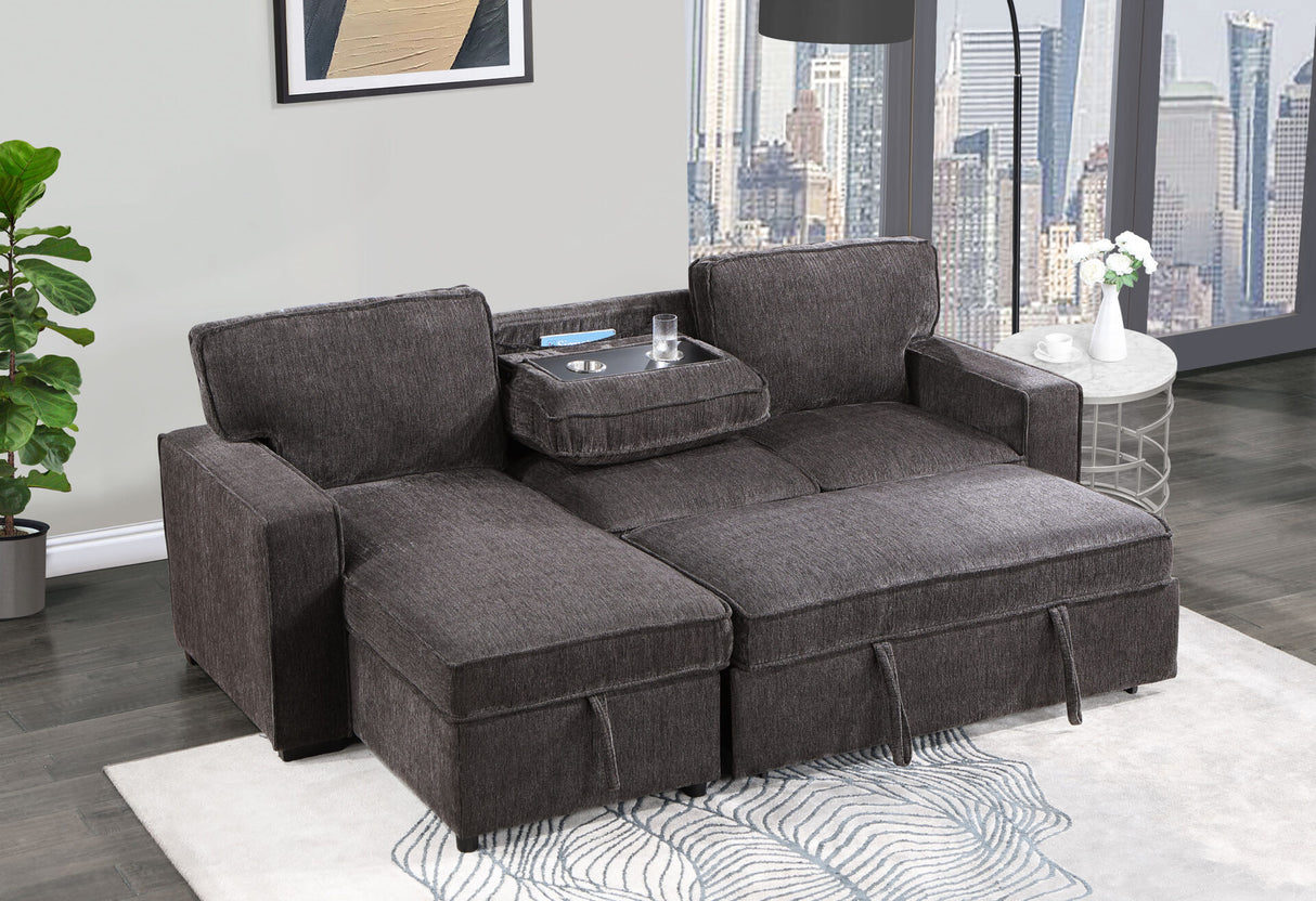 U0203 Dark Grey Reversible Pull Out Sofa Bed