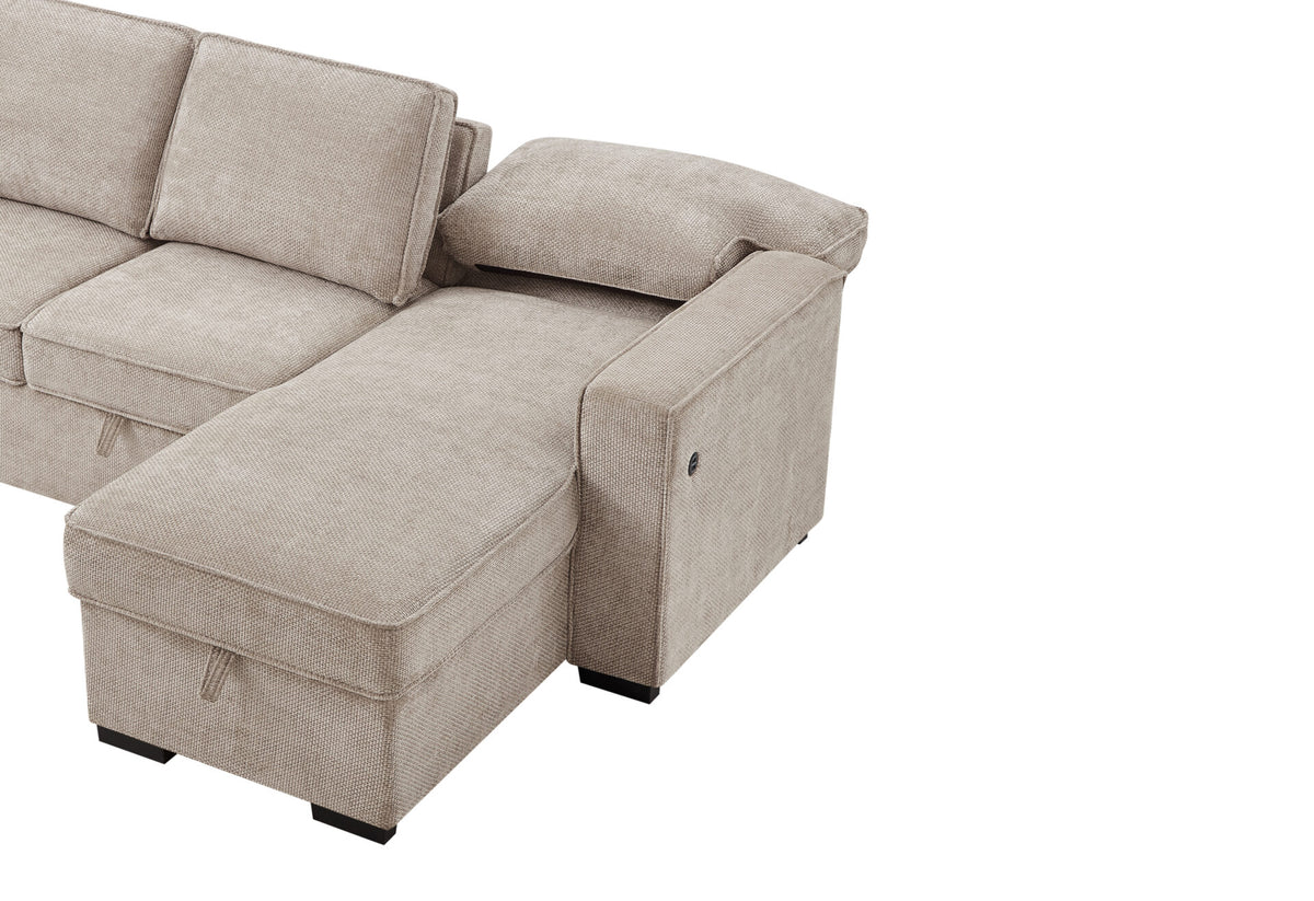 U0233 Light Brown Reversible Pull-Out Sofa Bed
