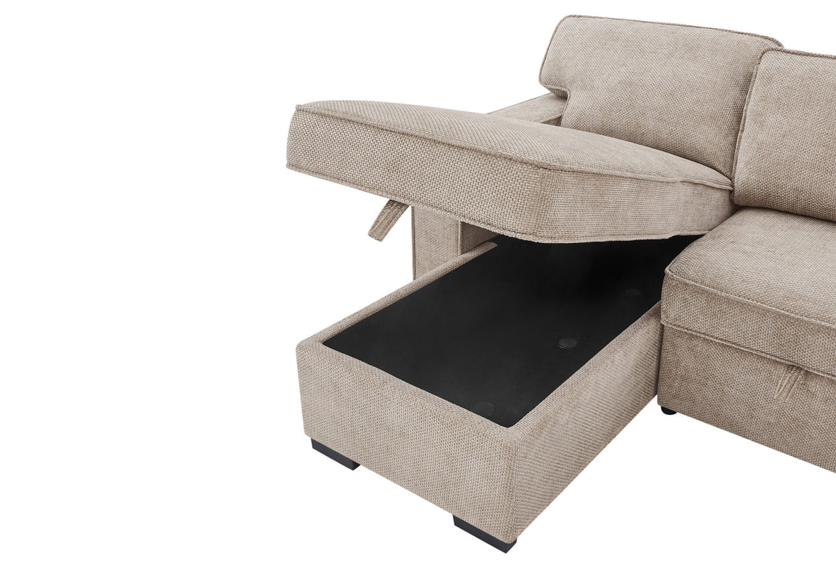 U0233 Light Brown Reversible Pull-Out Sofa Bed