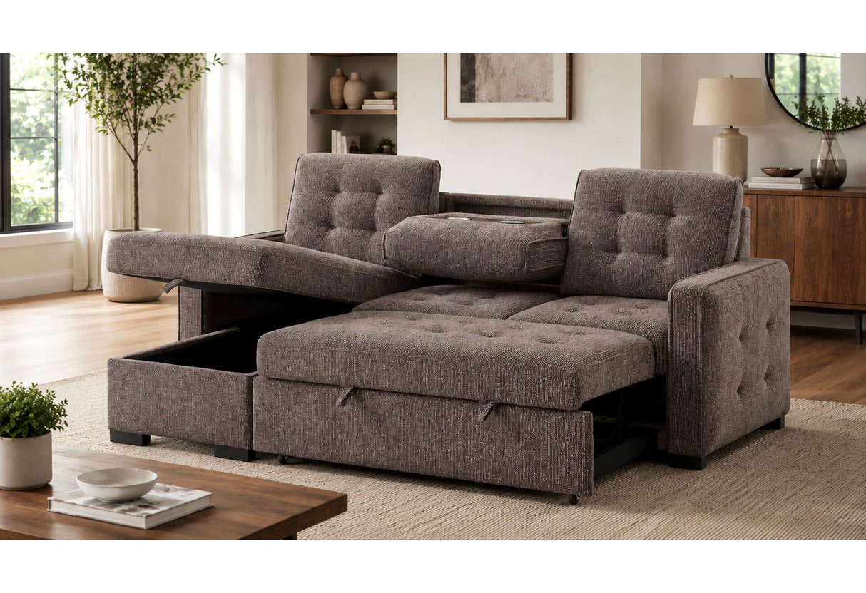 U0707 Brown Reversible Sofa Bed