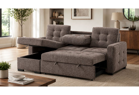 U0707 Brown Reversible Sofa Bed