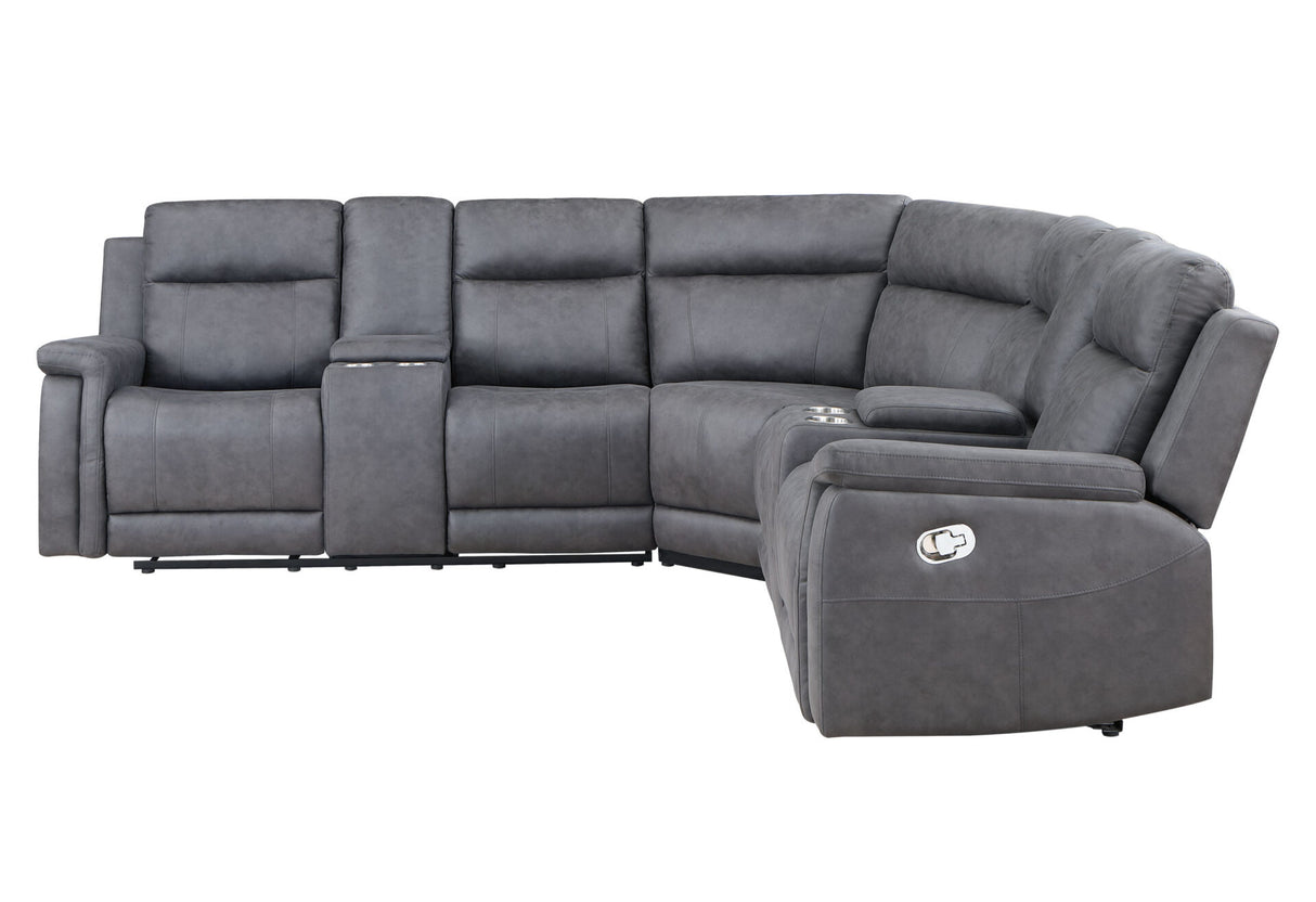 U8611 Camel Right Side Facing Power Console Reclining Loveseat With Power Headrest Continuous Led And Speaker