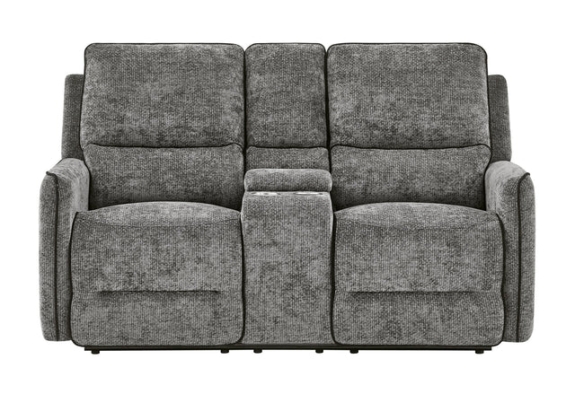 U2203 Dark Grey Power Console Reclining Loveseat