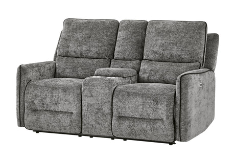 U2203 Dark Grey Power Console Reclining Loveseat
