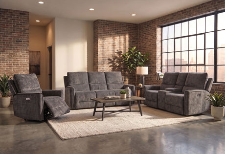 U2203 Dark Grey Power Console Reclining Loveseat