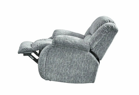 U8611 Blanche Silver With White Welt Power Reclining Sofa With Power Headrest And Led Power Console Reclining Loveseat With Power Headrest Led And Speaker Power Recliner With Power Headrest And Led