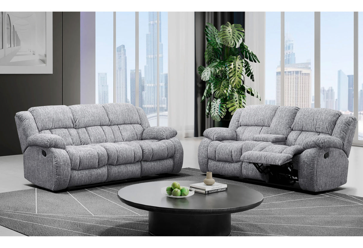 U3822 Grey Ice Left Facing Power Recliner With Usb