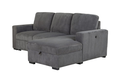 U2660 Grey L Sofa Bed Sectional Without Pullout