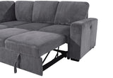 U2660 Grey Sectional without Chaise and with Pullout Sofa Bed