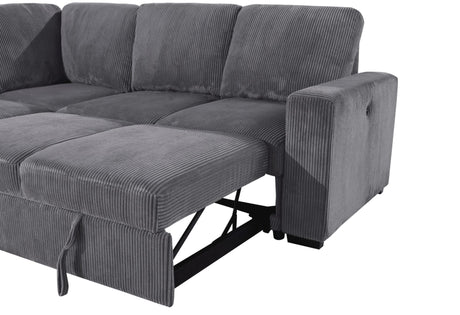 U2660 Grey Sectional without Chaise and with Pullout Sofa Bed