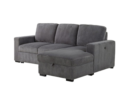 U2660 Grey L Sofa Bed Sectional with Pullout