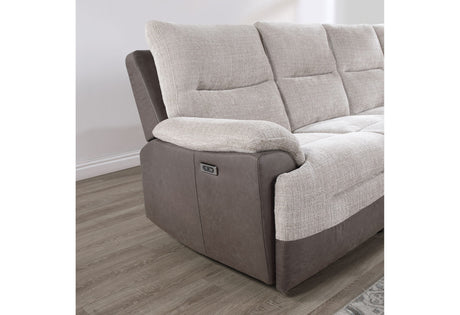 U3822 Beige/Brown Sectional with Po and USB
