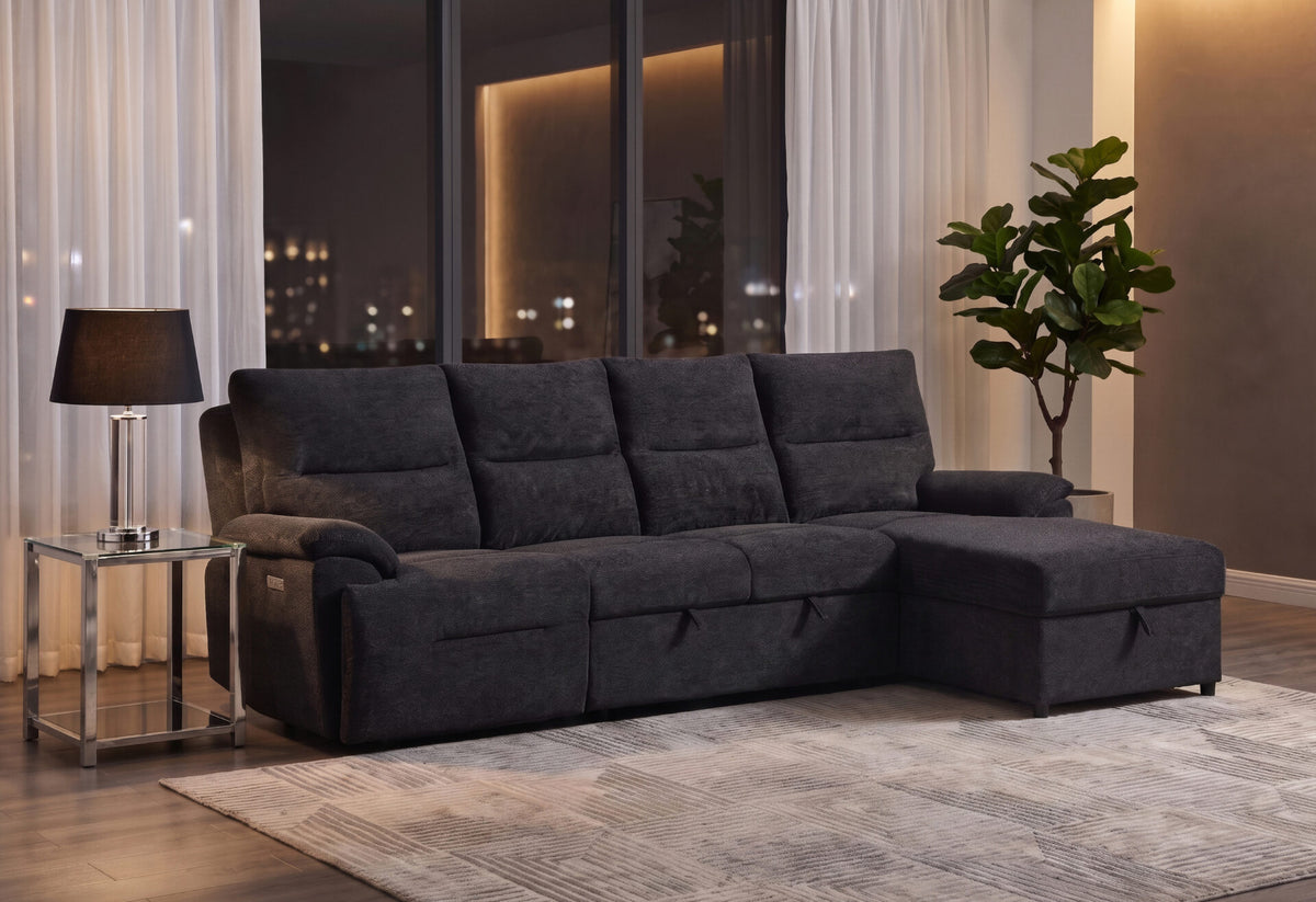 U3823 Black Sleeper Sectional