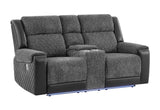 U5915 Grey/Black Console Reclining Loveseat with Immersive Sound & Blue LED