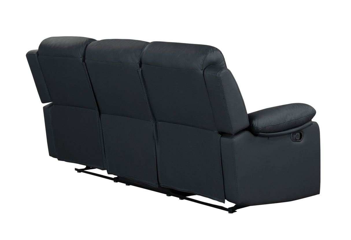 U6026 Black Faux Leather 72A Reclining Sofa with LED