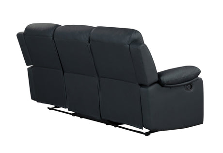 U6026 Black Faux Leather 72A Reclining Sofa with LED