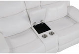 U6026 Blanche White Console Reclining Loveseat with LED and Speaker