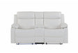 U6026 Blanche White Console Reclining Loveseat with LED and Speaker