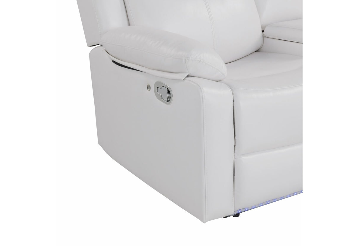 U6026 Blanche White Reclining Sofa with LED/Cons Reclining Ls with Speaker&LED/Gr with LED
