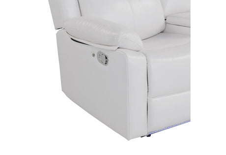 U6026 Blanche White Reclining Sofa with LED/Cons Reclining Ls with Speaker&LED/Gr with LED