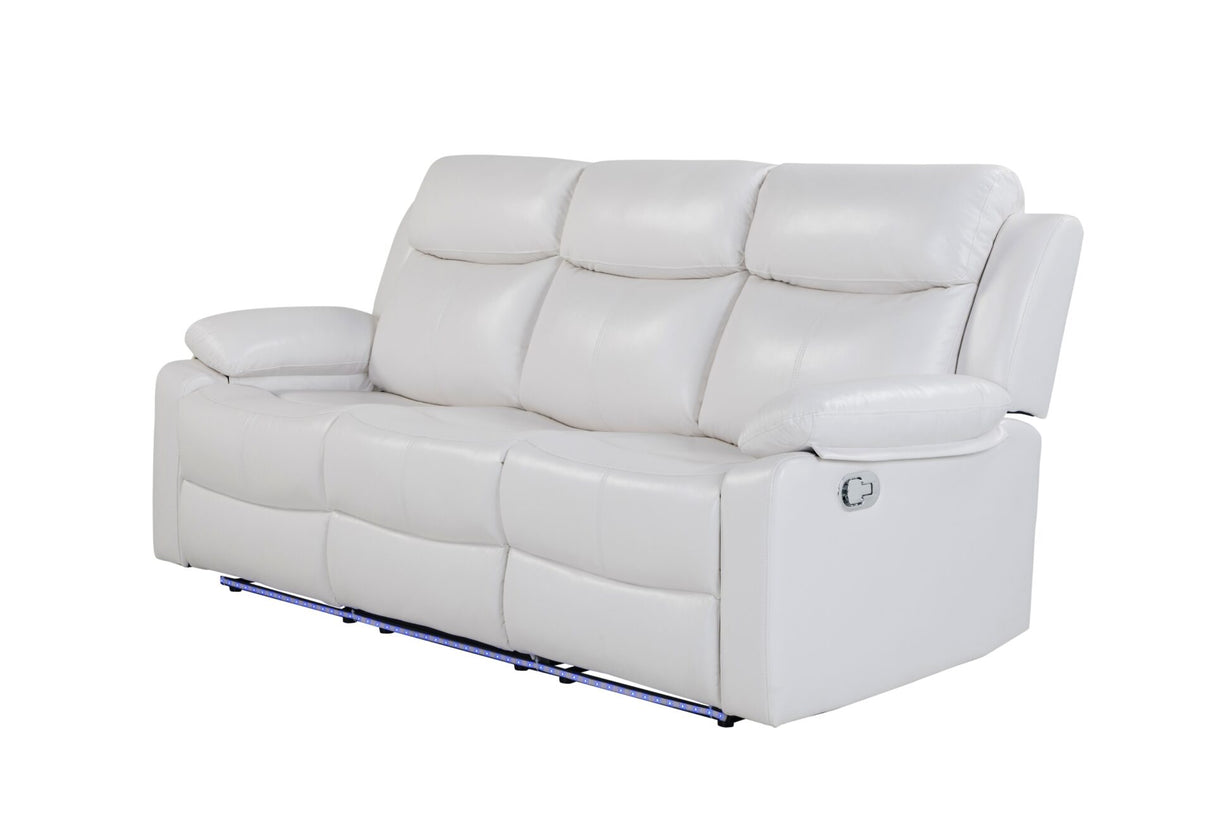 U6026 Blanche White Reclining Sofa with LED