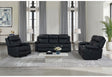 U6026 Black Faux Leather 72A Reclining Sofa/Console Reclining Loveseat with LED & Speaker/Reclining