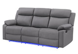 U6026 Grey Faux Leather 46A Reclining Sofa with LED