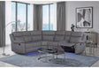 U6026 Grey Faux Leather 46A Right Side Facing Sectional with LED and Speaker