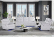 U6026 Blanche White Reclining Sofa with LED/Cons Reclining Ls with Speaker&LED/Gr with LED
