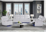 U6026 Blanche White Reclining Sofa with LED/Cons Reclining Ls with Speaker&LED/Gr with LED