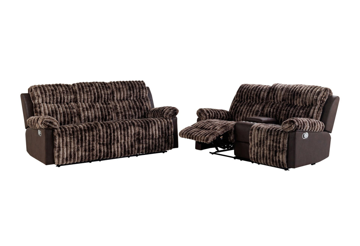 U6028 Brown Reclining Sofa/Console Reclining Loveseat