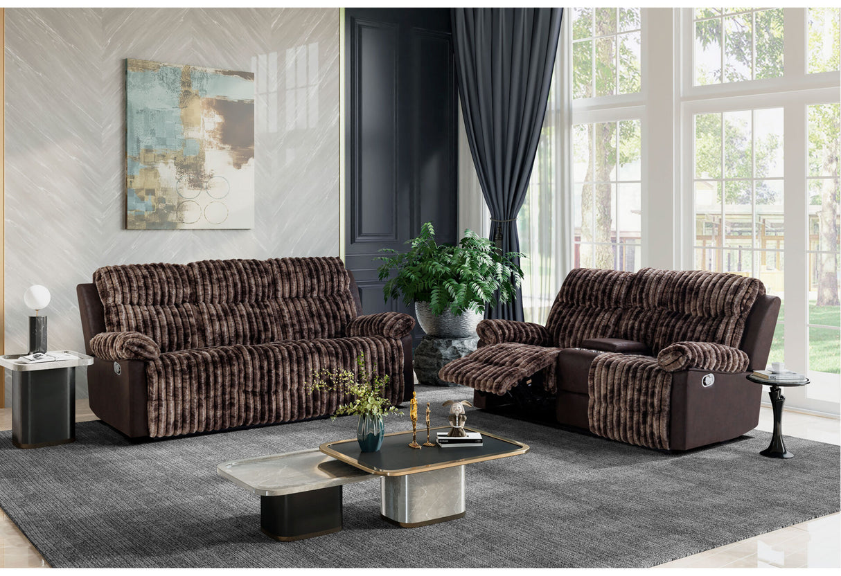 U6028 Brown Reclining Sofa/Console Reclining Loveseat