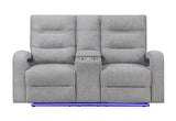 U6611 Grey 15 Power Console Reclining Loveseat with LED