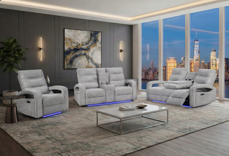 U6611 Grey 15 Power Reclining Sofa/Power Console Reclining Loveseat/Power Recliner