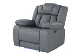 U7068 Grey 10 Power Reclining Sofa/Power Console Reclining Loveseat with LED