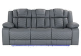 U7068 Grey 10 Power Reclining Sofa/Power Console Reclining Loveseat with LED
