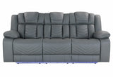 U7068 Grey 10 Power Reclining Sofa with Ddt, Wc and LED