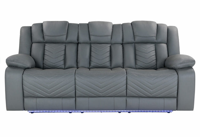 U7068 Grey 10 Power Reclining Sofa with Ddt, Wc and LED