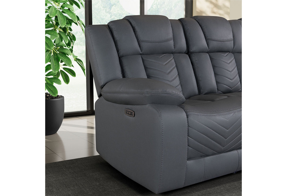 U7068 Grey 10 Power Reclining Sofa/Power Console Reclining Loveseat with LED