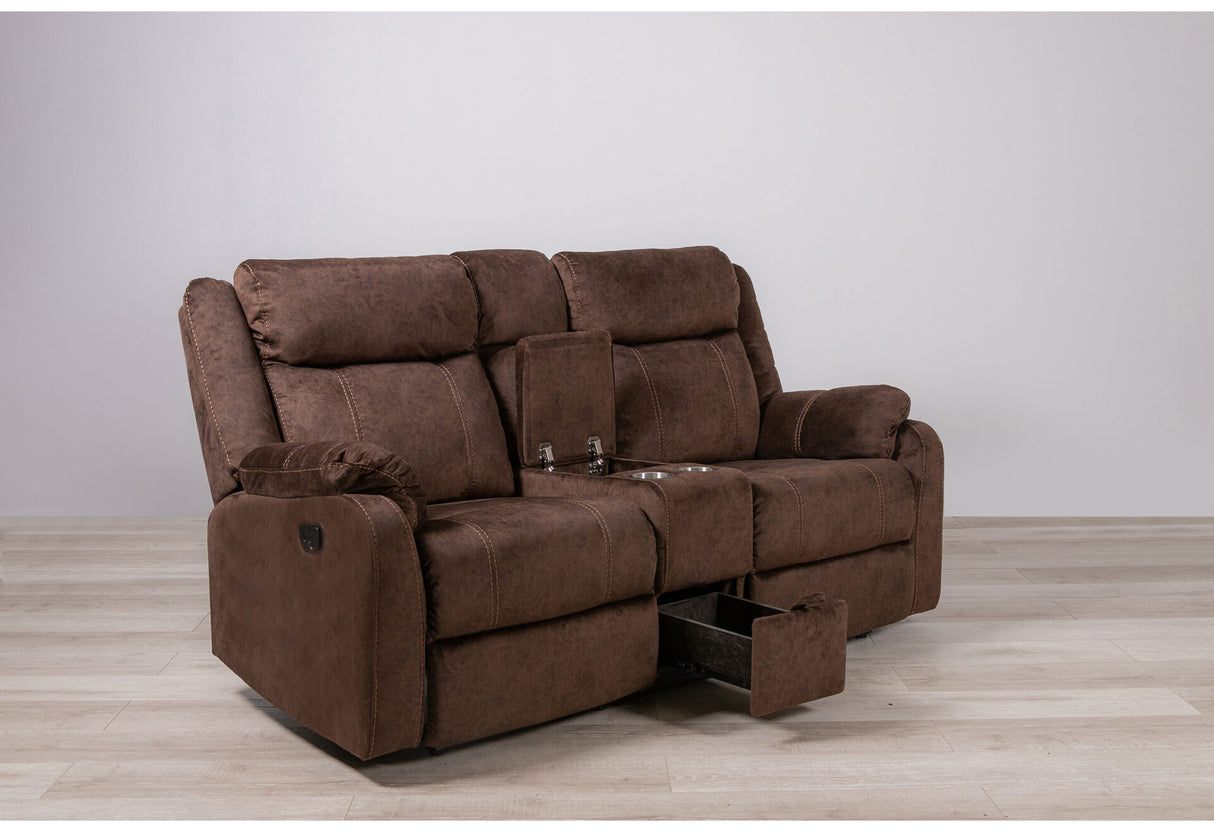 U7303 Domino Coffee Console Reclining Loveseat