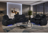U8000 Black Power Reclining Sofa/Power Console Reclining Loveseat/Power Recliner with Phr