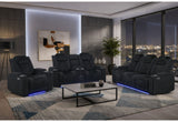 U8000 Black Power Reclining Sofa/Power Console Reclining Loveseat/Power Recliner with Phr
