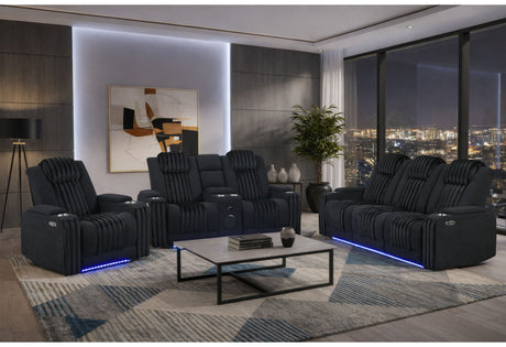 U8000 Black Power Reclining Sofa/Power Console Reclining Loveseat/Power Recliner with Phr